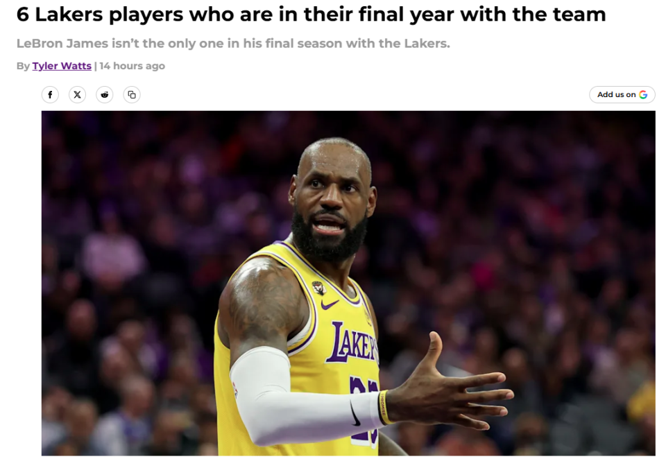 立博体育网站-除詹姆斯之外，谁还处于湖人最后一季？美媒晒6人名单：艾顿第二